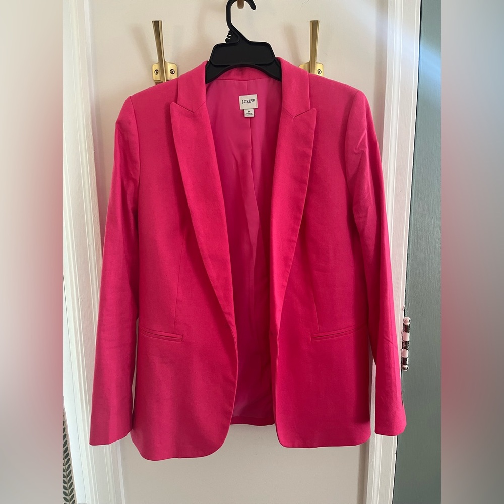 JCrew Pink Linen-Blend Blazer